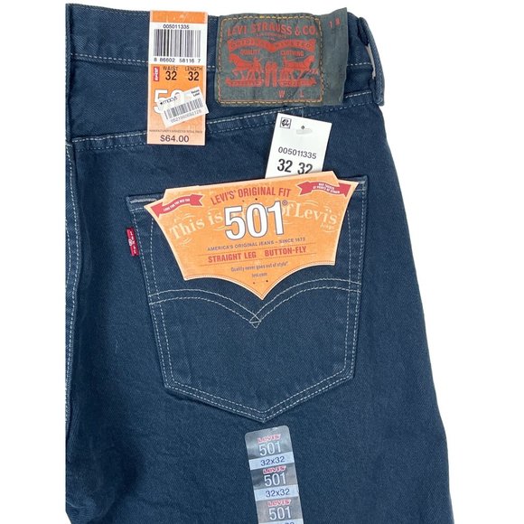 Levi’s Men’s 501 Dark Blue Original Fit Straight Leg Sz 32x32- NWT - Picture 5 of 9